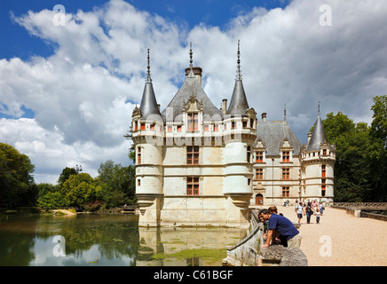 Il castello di Azay le Rideau, Indre et Loire, Valle della Loira, in Francia, in Europa Foto Stock