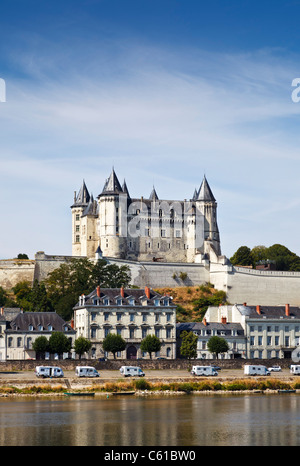 Saumur chateau, sul fiume Loira, Maine et Loire, Francia, Europa Foto Stock