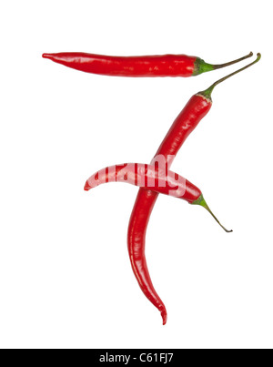 Numero 7 realizzato dal peperoncino, con il tracciato di ritaglio Foto Stock