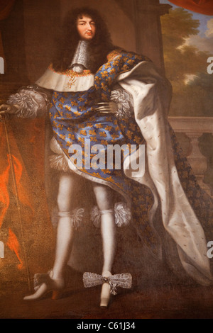 Francia, Valle della Loira, Castello di Chambord, ritratto di Re Luigi XIV Foto Stock