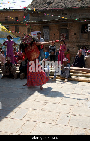 Le celebrazioni per la festa di Shiva in Sankhu, Valle di Kathmandu Foto Stock