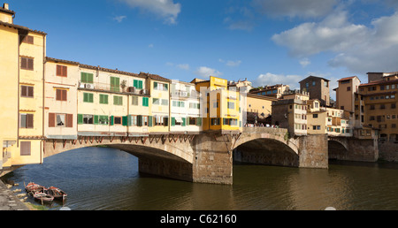 Lato ovest del Ponte Vecchio, Firenze, Toscana, Italia Foto Stock
