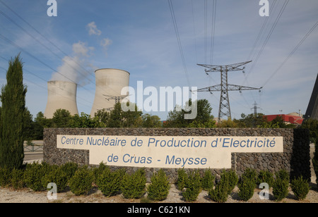 L'energia nucleare di generazione atomica stazione centrale Nucleaire de Production d'Electricite de Cruas Meysse Valle del Rodano in Francia Foto Stock
