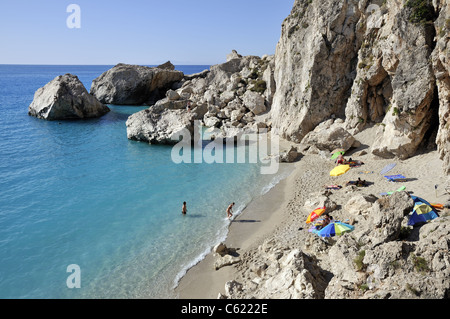 Kathisma spiaggia, Lefkada Island, Grecia Foto Stock