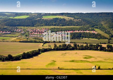 Vista su Jena, Germania da Kunitz-Berg mountain Foto Stock