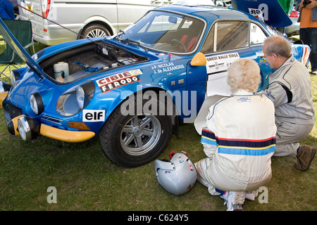 1971 Alpine-Renault A110 nel paddock al 2011 Goodwood Festival of Speed, Sussex, Inghilterra, Regno Unito. Foto Stock