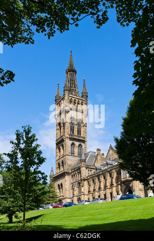 Il 19thC torre di Glasgow University (progettato da Sir George Gilbert Scott), West End di Glasgow, Scotland, Regno Unito Foto Stock