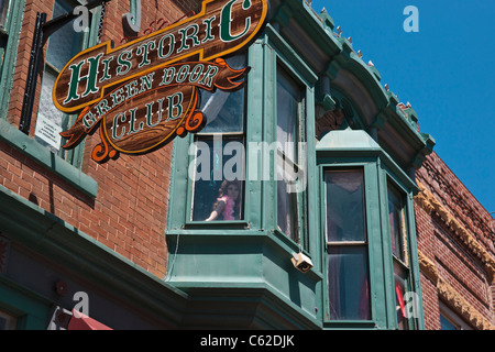 Centro storico di Deadwood Town a Black Hills South Dakota Green Door Club negli Stati Uniti, alta risoluzione orizzontale Foto Stock