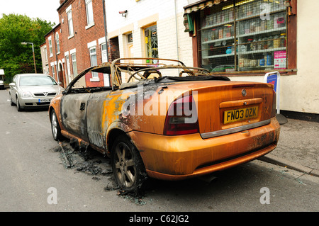 Auto bruciata. Foto Stock