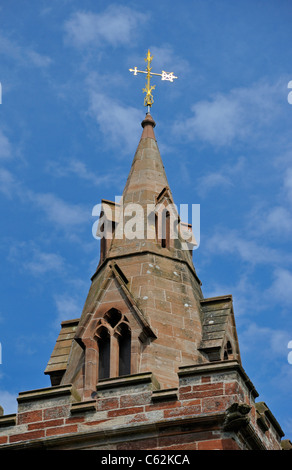 Weathervane e Steeple. Chiesa di San Giovanni. Skirwith, Cumbria, England, Regno Unito, Europa. Foto Stock