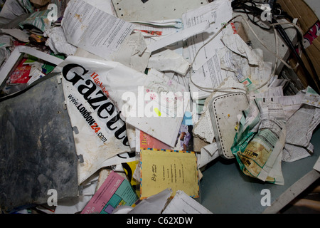 Danni al Clarence Road Convenience Store saccheggiate nei tumulti di Londra del 2011. Foto Stock