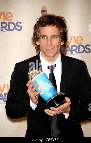 Ben Stiller presso gli arrivi per 2009 MTV Movie Awards - PRESS ROOM, Anfiteatro di Gibson in città universale/a piedi, Los Angeles, CA può Foto Stock