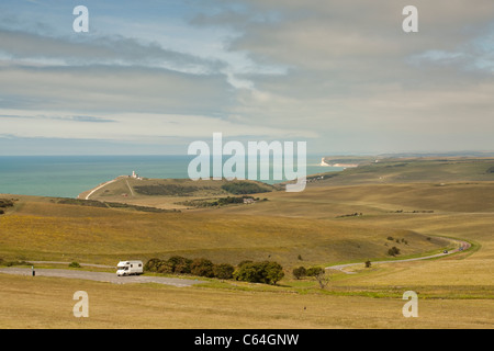 Panorama su Beachy Head, East Sussex, England, Regno Unito Foto Stock
