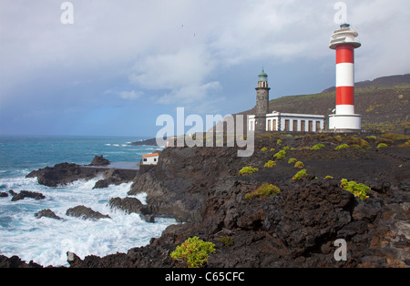 Il nuovo e il vecchio faro faro de fuencaliente, sulla costa a sud di La Palma isole canarie Spagna, Europa Foto Stock