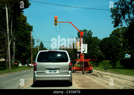 Traffico temporaneo spia di controllo. Foto Stock