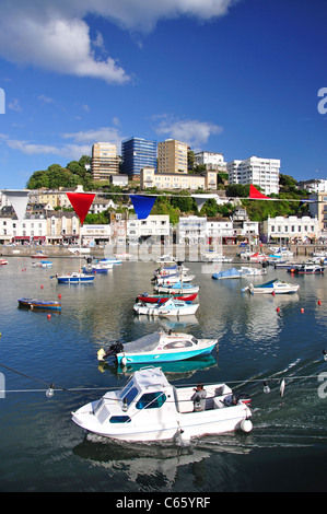 Città e vista sul porto, Torquay, Devon, Inghilterra, Regno Unito Foto Stock