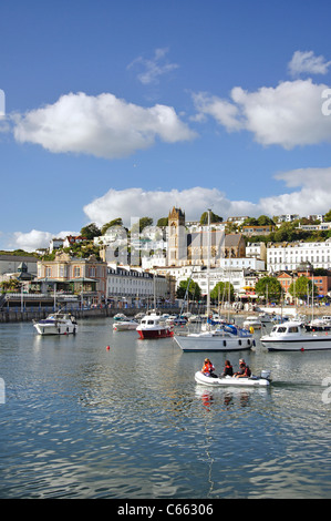 Città e vista sul porto, Torquay, Devon, Inghilterra, Regno Unito Foto Stock