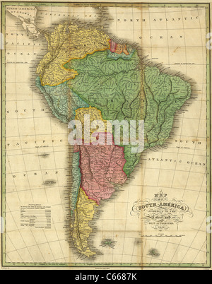 1826 South America Map - Vintage Anticharian Map by Finley Foto Stock