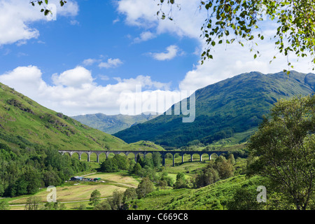 Vista del viadotto Glenfinnan sul West Highland Line, Glenfinnan, Lochabar, Highlands scozzesi, Scotland, Regno Unito Foto Stock