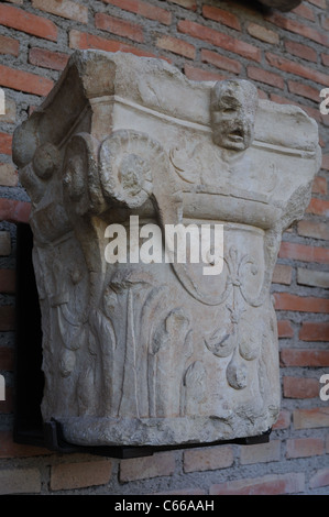 Fantastica capitale . Rinascimento ( Plateresque ) appartenente all'antiquarium - parete di ALCALA DE HENARES ( 13 th ).SPAGNA Foto Stock