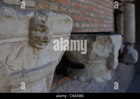 Fantastica capitale . Rinascimento ( Plateresque ) appartenente all'antiquarium - parete di ALCALA DE HENARES ( 13 th ).SPAGNA Foto Stock