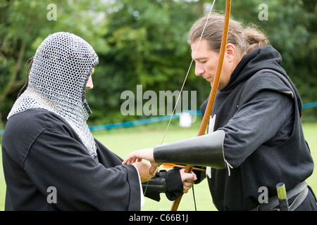 Festa medievale in Verdin Park, Northwich agosto XIII e XIV, con storia viva Camps, Cheshire, Regno Unito Foto Stock