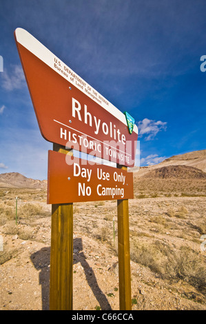 Riolite è una città fantasma nella contea di Nye, negli Stati Uniti Stato del Nevada. Esso si trova nelle colline Bullfrog. Foto Stock