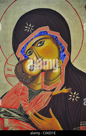 La Madonna e il Bambino icona, Cattedrale di Exeter, Exeter Devon, Inghilterra, Regno Unito Foto Stock