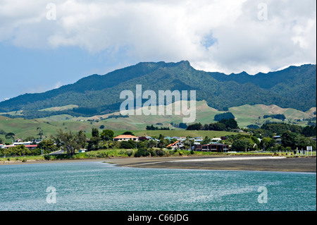 Il bel monte Karioi montagna con Porto Whaingaroa Raglan Waikato Isola del nord della Nuova Zelanda Foto Stock