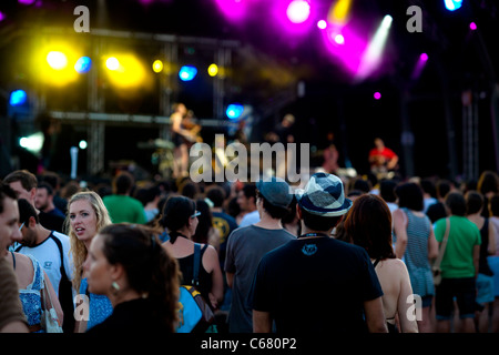 Benicassim, FIB Luglio 2011 - Festival Internazionale della Musica - folla frequentando festival Foto Stock