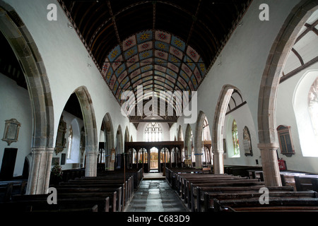 Interno della St Nectan la chiesa vicino Hartland in North Devon Regno Unito Foto Stock