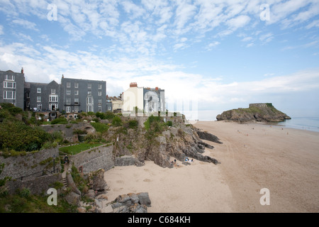 Tenby, murata cittadina balneare in Pembrokeshire, Carmarthen Bay, South West Wales. Foto:Jeff Gilbert Foto Stock