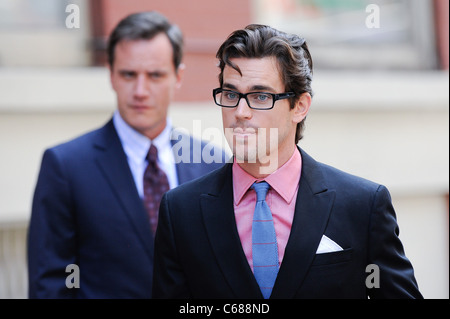 Tim DeKay, Matthew Bomer, film una scena al 'White Collar' movie set in Soho fuori e circa per celebrità CANDIDS - Venerdì, , New York, NY Luglio 30, 2010. Foto di: Ray Tamarra/Everett Collection Foto Stock