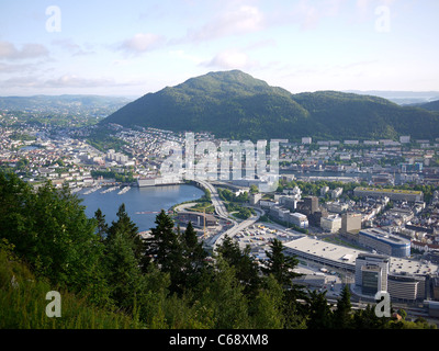 Bergen, Norvegia vista in elevazione vista dal Monte Floyen Foto Stock