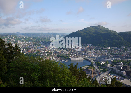 Bergen, Norvegia vista in elevazione vista dal Monte Floyen Foto Stock