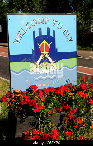 Benvenuto a Ely segno, Ely, Cambridgeshire, England, Regno Unito Foto Stock