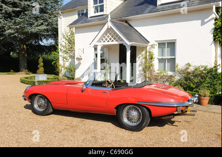 1970 Jaguar Etype serie 2 roadster in rosso Foto Stock