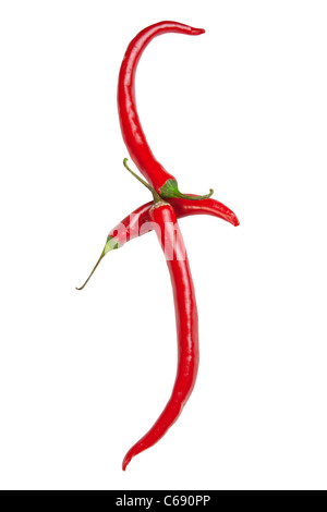 F lettera fatta dal peperoncino, con il tracciato di ritaglio Foto Stock