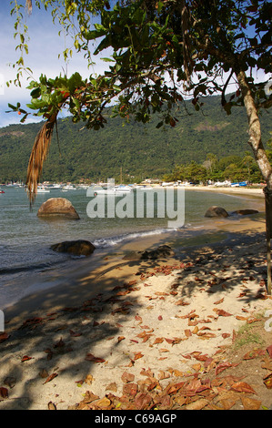 Vista di Vila do Abrao di Ilha Grande, Brasile Foto Stock