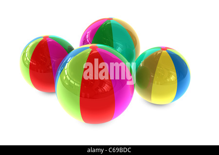 3D reso illustrazione di diverso colore palle da spiaggia Foto Stock