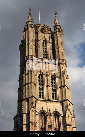 Torre di San Bavo, Gand, Belgio Foto Stock