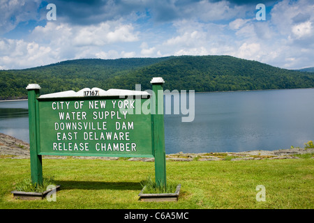 Serbatoio Pepacton aka Downsville Dam fornisce il 25% di acqua potabile per NYC, Delaware County, Catskills Mountains, nello Stato di New York Foto Stock