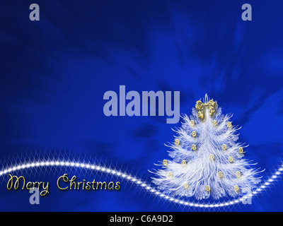 Albero di natale con oro bianco palle su uno sfondo verde gradiente Foto Stock