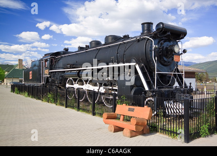 Il vecchio treno a vapore in Jasper Alberta Canada Foto Stock