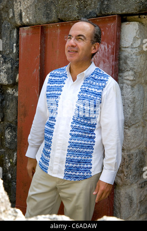 Presidente Calderon tours Calakmul Foto Stock