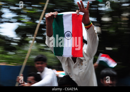 Anna Hazare anti corruzione rally Foto Stock