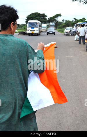 Anna Hazare anti corruzione rally Foto Stock