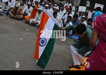 Anna Hazare anti corruzione rally Foto Stock