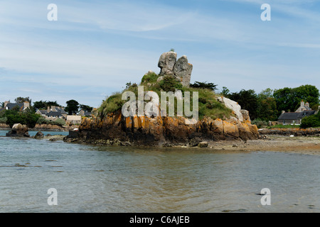 Rocce, isola di Brehat, (Côtes d'Armor Bretagna, Francia). Foto Stock