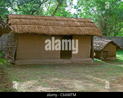 Dimora di stile tribale, Bodo Kachari's house esposti in un museo, Madhya Pradesh, India Foto Stock